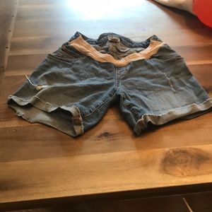 Indigo blue maternity shorts